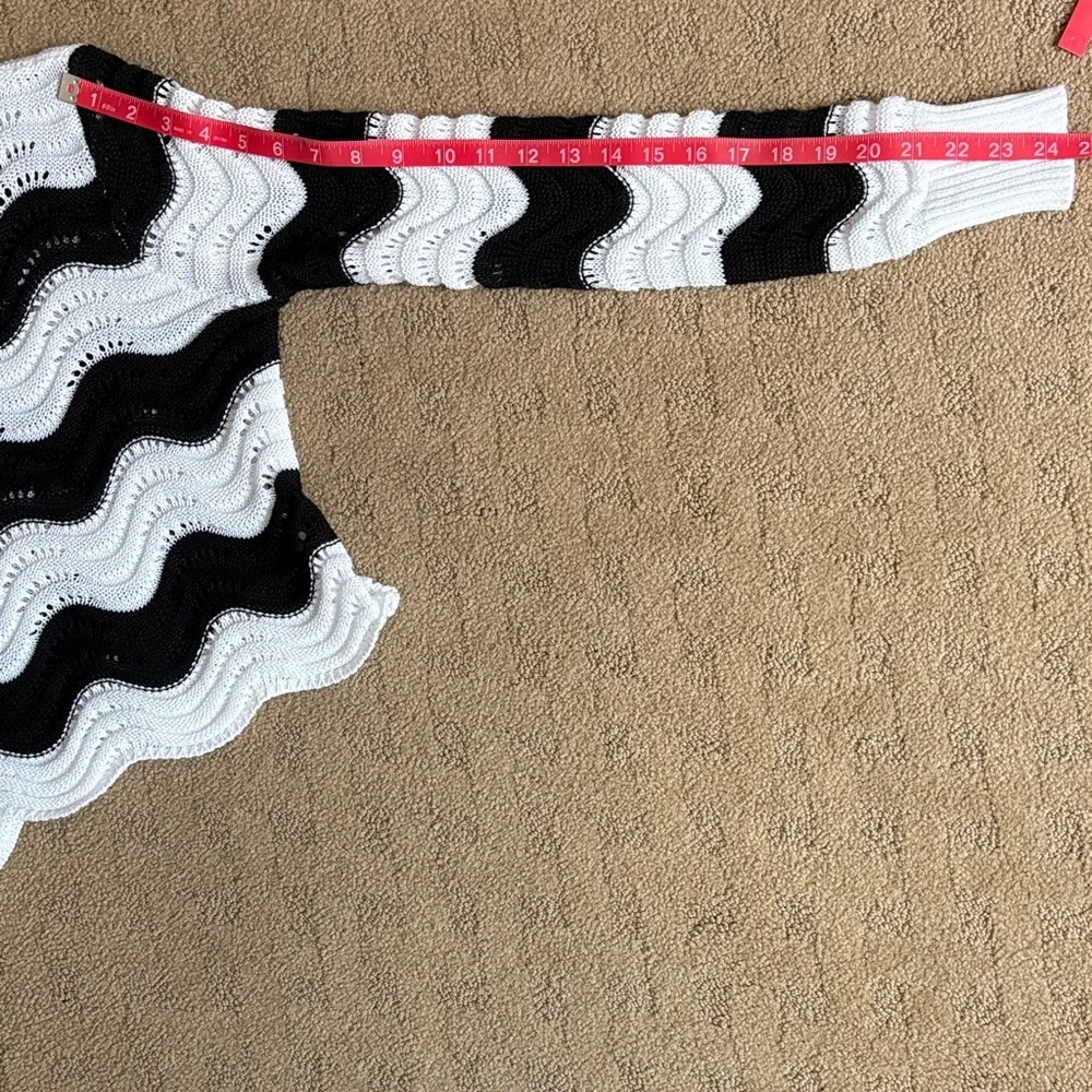 Vigoss Black & White Wavy Stripe Knit Sweater - Picture 8 of 8